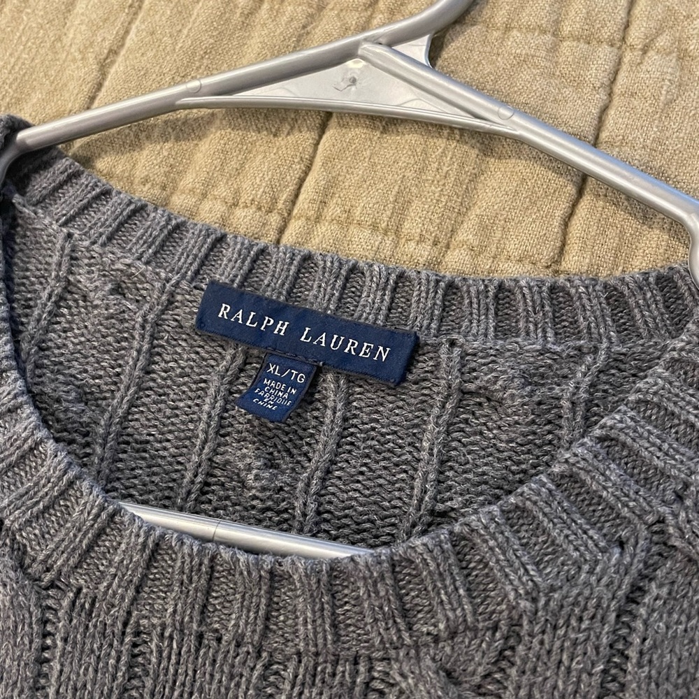 Ralph Lauren Women’s Charcoal Cable Knit Crewneck Sweater - Picture 2 of 4